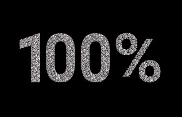100 percent Diamond Numbers Banner on Black Background