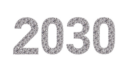 2030 New Year Diamond Numbers Banner on White Background