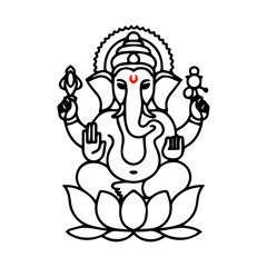Lord Ganesha line art illustration