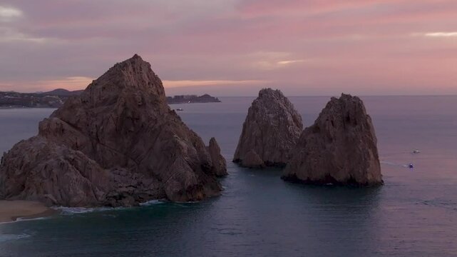 Sunrise in Cabo San Lucas Baja California Sur Mexico Sunny Beaches Whales Yachts and Boats on the Pacific Ocean	