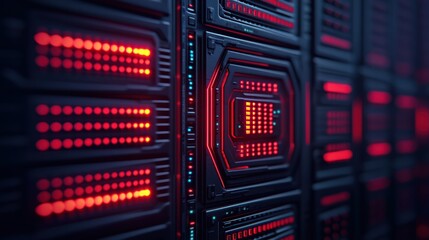 Obraz premium Cybersecurity monitoring and encryption systems in data centers
