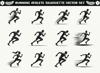 Running Athlete Silhouette Set – Action-Packed Illustrations for Sports and Fitness Projects