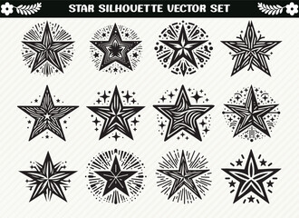 Obraz premium Star Silhouette Set for Night Sky, Astronomy, and Celestial-Themed Creative Projects