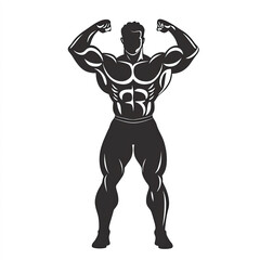 Fototapeta premium Body Builder Silhouette, Illustration Isolated On White Background