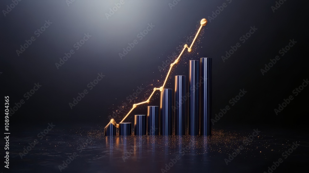 Aufkleber a sleek, modern graph showing upward growth with glowing lines, symbolizing success and progress in 