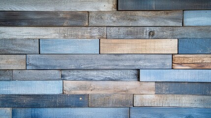 Naklejka premium Rustic blue wooden planks backdrop highlighting natural grain textures, perfect for design projects emphasizing vintage or rustic aesthetics.