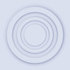 Obraz premium Light concentric set icon. Soft gray layered circles with smooth gradients and shadows, creating an abstract, modern, and minimalistic design element