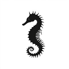 Seahorse Silhouette, Illustration Isolated On White Background