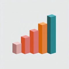 Colorful 3D Bar Chart Illustration with Gradient Blocks on a White Background
