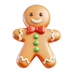 Fototapeta premium beautiful deco Christmas shaped gingerbread man cookie 3d cartoon style illustration