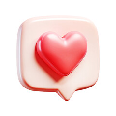  speech bubble with heart 3d  cartoon style illustration