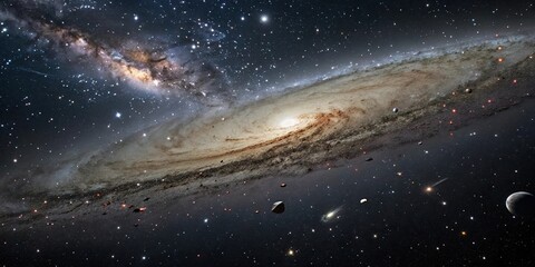 Fototapeta premium r matter, gravitational forces, stardust, dark matter, celestial collision, space debris,