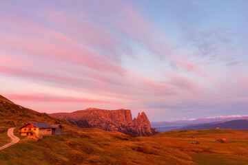 Sunrise in the Dolomites, Italy.