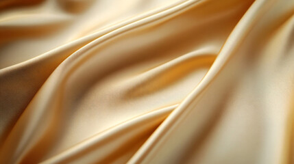 Fototapeta premium Golden silk fabric with elegant folds and luxurious soft texture