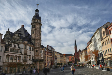 Markt, Marktplatz in Altenburg, Landkreises Altenburger Land, Sachsen, Deutschland