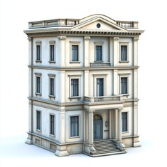 Fototapeta premium Elegant Neoclassical Mansion with Columns and Balconies