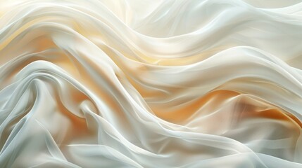 Obraz premium Elegant, flowing champagne silk fabric with soft folds and light.