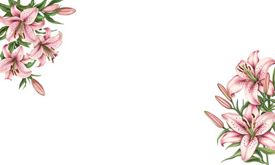 Fototapeta premium pink orchid border, copy space