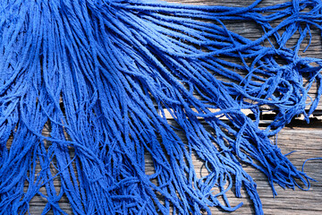 close up of blue rope
