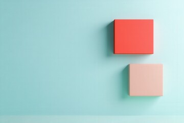 minimalist design with colorful boxes on a pastel background