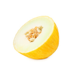 Half of ripe melon isolated on white
