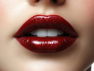 Holiday Glam: Red Lips Close-Up