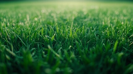 Fototapeta premium Lush Green Grass Field in Summertime Natural Scenic Landscape Background