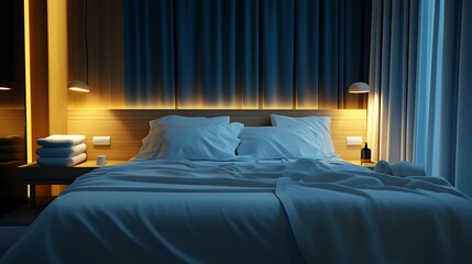 Elegant and Cozy Modern Bedroom Interior Design with Stylish Decor, mockup, poster and Background