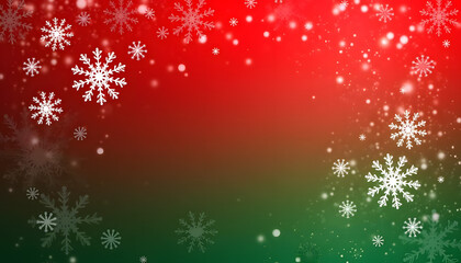 Abstract background, intricate white snowflakes on gradient red-green background