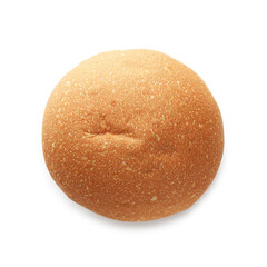 One fresh tasty bun isolated on white, top view