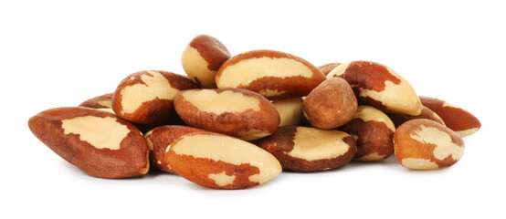 Heap of Brazil nuts isolated on white