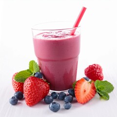 Fresh isolated pink berry smoothie
