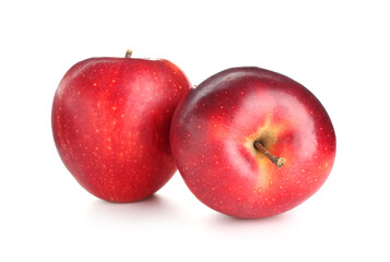Two fresh red apples isolated on white