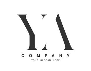 YA logo design. Initial letter y and a serif font style. Creative classic company name typography. Trendy logotype or identity.