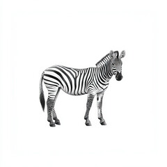 Obraz premium Zebra Silhouette, Black And White Illustration Isolated On White Background