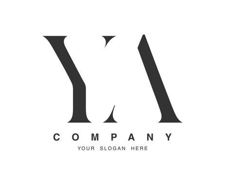 YA logo design. Initial letter y and a serif font style. Creative classic company name typography. Trendy logotype or identity.