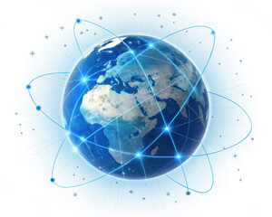 Blue earth glow symbolizing global connectivity and technology