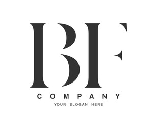 BF logo design. Initial letter b and f serif font style. Creative classic company name typography. Trendy logotype or identity.