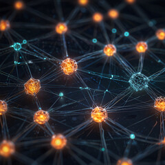 Fototapeta premium Innovative Blockchain Network for Smart Contracts, Financial Technology, and Digital Connections in a Futuristic 3D Design