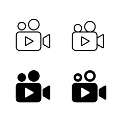 Video camera icon set. Movie, cinema sign symbol