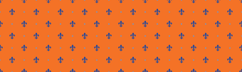 Heraldic abstract, pattern monarchy. Flower party with fleur-de-lis geometric. Festive retro style to trendy pastel.