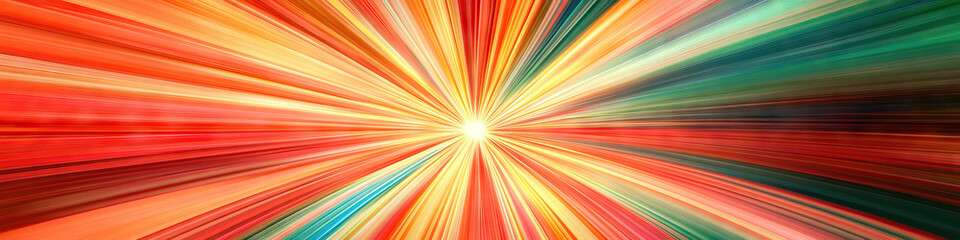 Obraz premium Sunburst Pattern: A collection of banners arranged in a radiant sunburst pattern, wide-angle view.