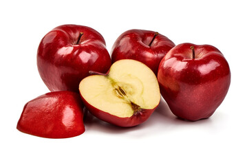 Red delicious apples, isolated on white background.