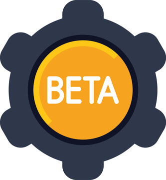 Gear with the word beta representing the beta testing phase of software development