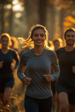 portrait femme, course &agrave; pied, jogging, sport, cardio, fitness, entrainement, motivation, coach, groupe, esprit d'&eacute;quipe, d&eacute;passement de soi, confiance en soi