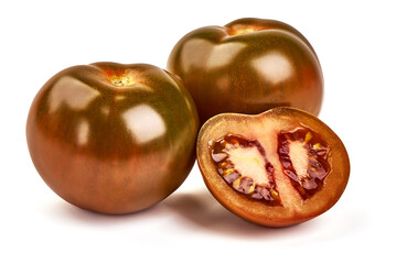 Fresh ripe kumatoes, isolated on white background.