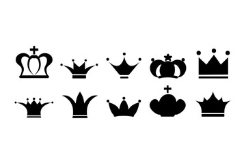 王冠シルエット　ブラッククラウンアイコンセット