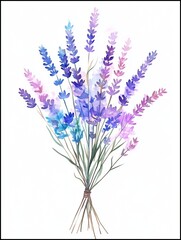 Naklejka premium Lavender Bouquet Watercolor