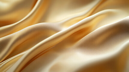 Fototapeta premium Golden silk fabric with elegant folds and luxurious soft texture