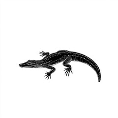 Naklejka premium Crocodile Silhouette, Illustration Isolated On White Background
